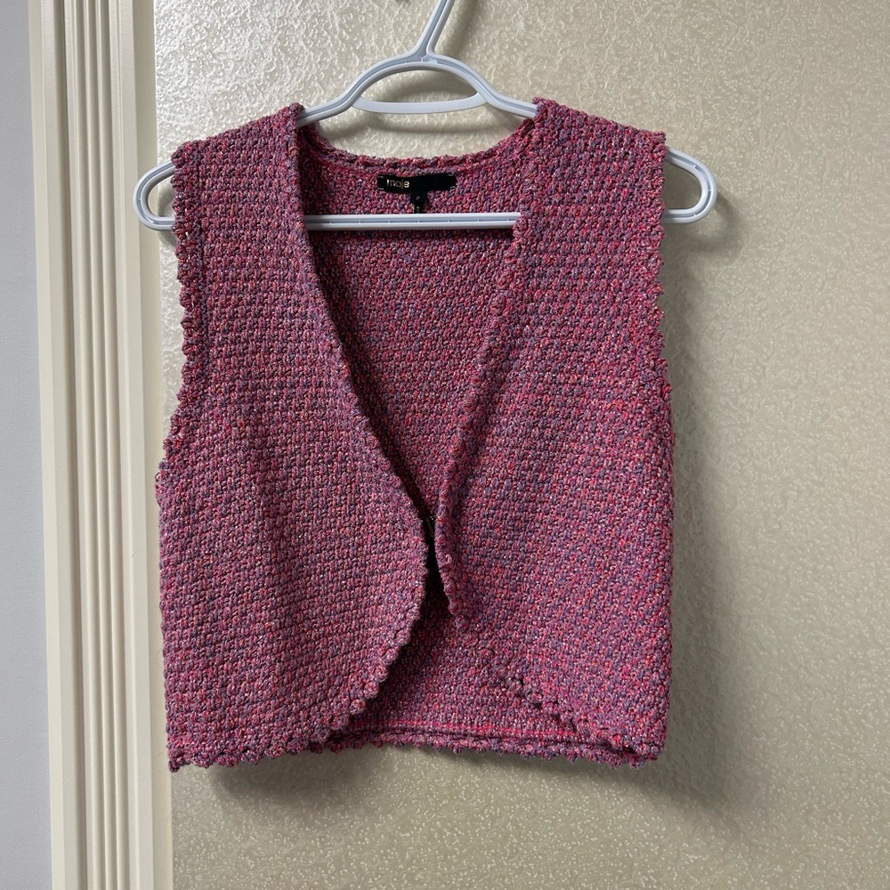Maje Pink Textured Sleeveless Top